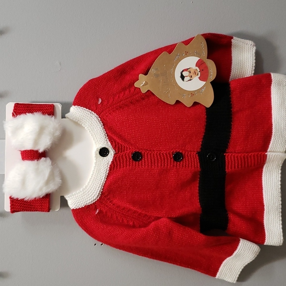 So 'Dorable NWT Photo-Op Santa Style Sweater with Headband, 0-6 months